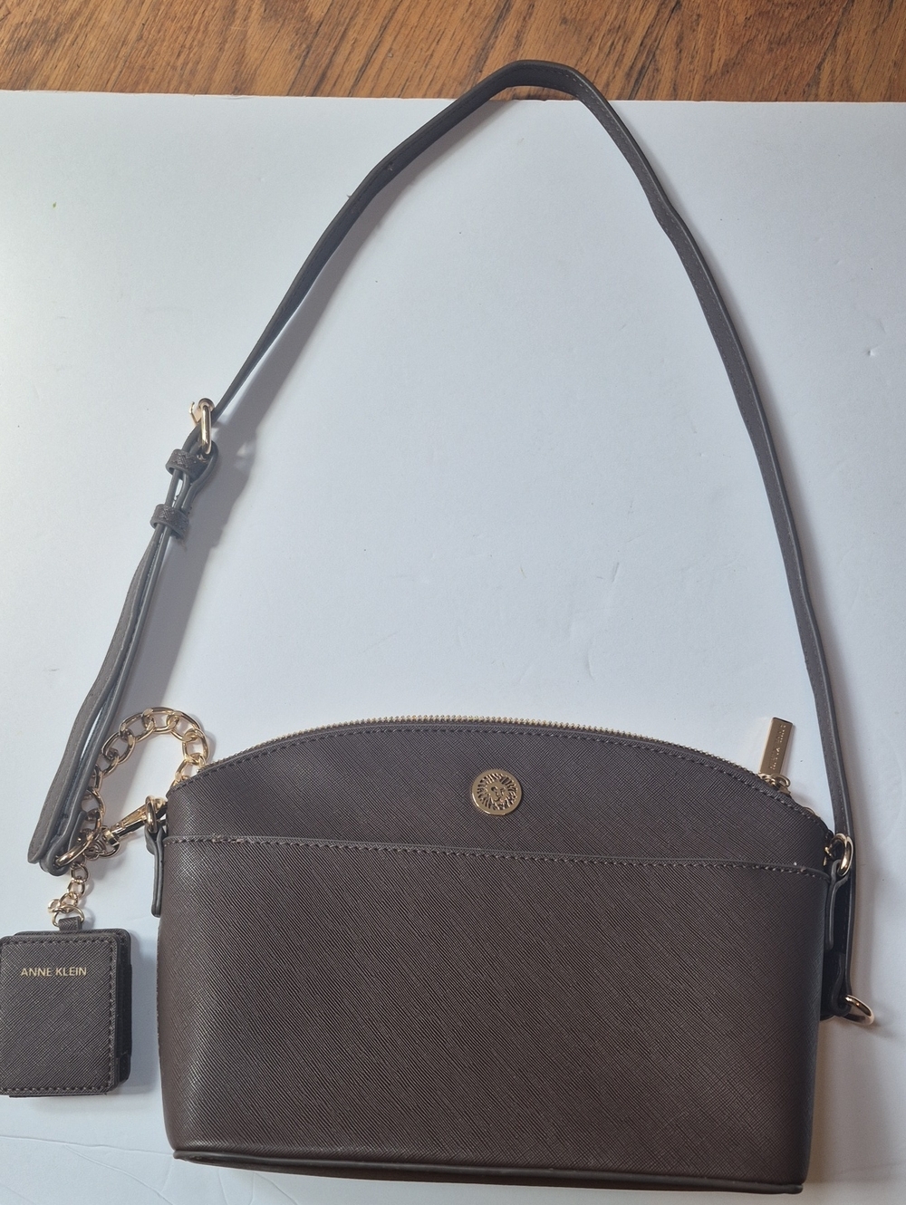 Anne Kelin Brown Crossbody Shoulder Bag with Gold Chain
